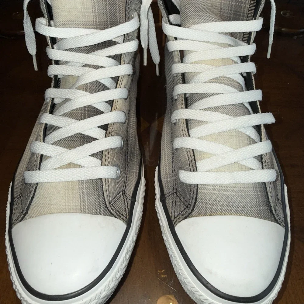 Men's Converse Chuck Taylor All Star High Top Sneakers Tan Plaid Size 12